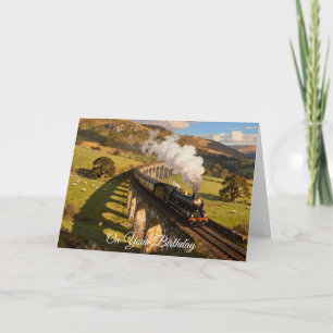 Tarjeta Tren de vapor en viaducto