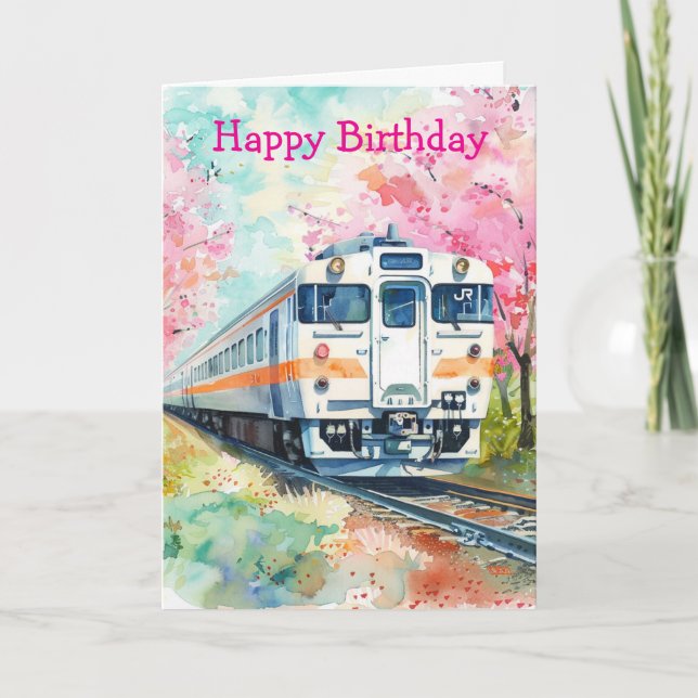 Tarjeta Tren en primavera (Anverso)