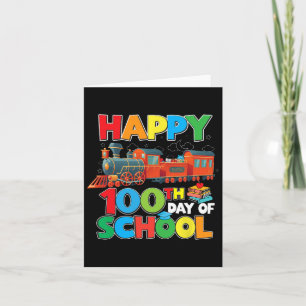 Tarjeta Tren Ferrocarril Feliz 100° Día De Niños Escolares