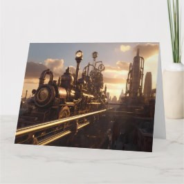 Tarjeta Tren Steampunk neo-victoriano |
