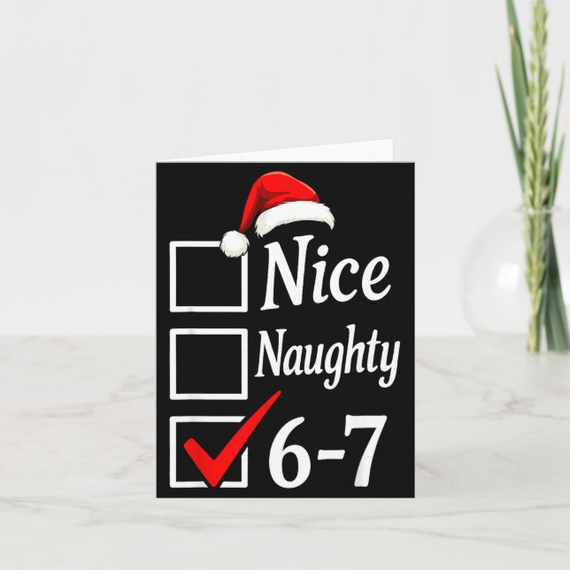 Tarjeta Trendy 6-7 Meme Nice Naughty 67 Christmas Funny Gr (Anverso)