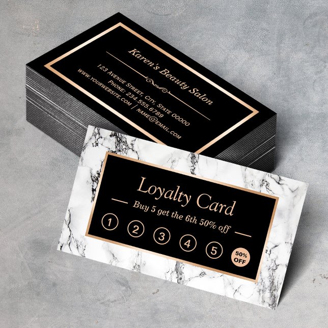 Tarjeta Trendy White Marble Salon Loyalty Punch (Subido por el creador)