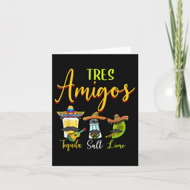 Tarjeta Tres Amigos Tequila Salt Lime Cinco De Mayo (Anverso)
