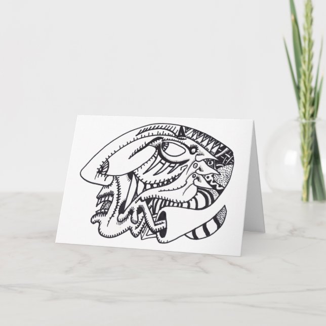 Tarjeta Tres aspectos, dibujo de tinta (Anverso)