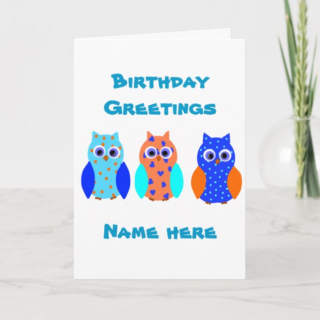 Tarjeta Tres búhos en múltiples productos (Anverso)