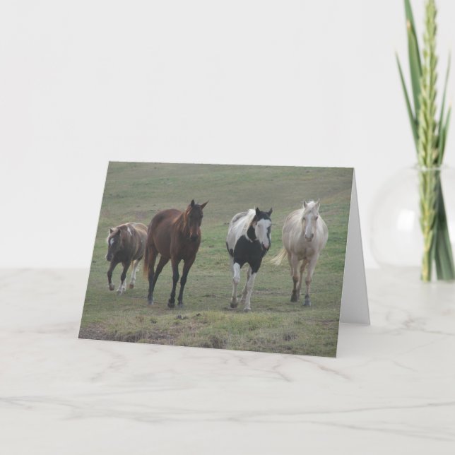 Tarjeta Tres caballos y un potro (Anverso)