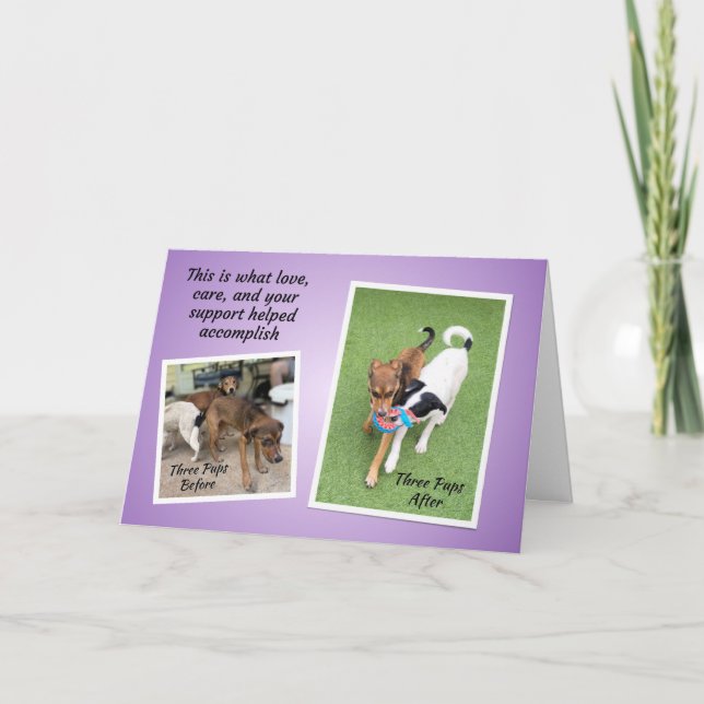 Tarjeta Tres cachorros TCHS Gracias (Anverso)