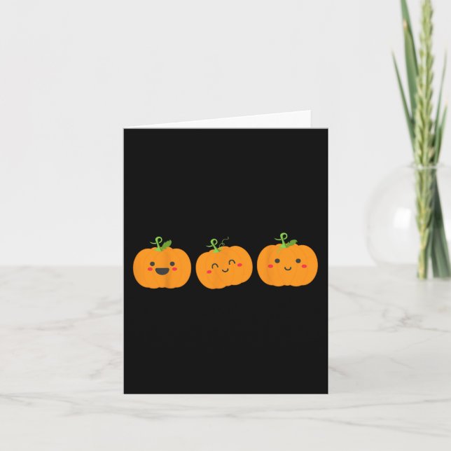 Tarjeta Tres calabazas lindas para los niños halloween y f (Anverso)