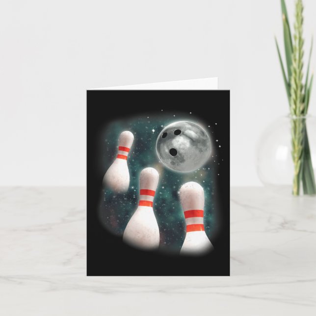 Tarjeta Tres Candlepin Moon 3 Bowling Pin Weird Funny Bow (Anverso)