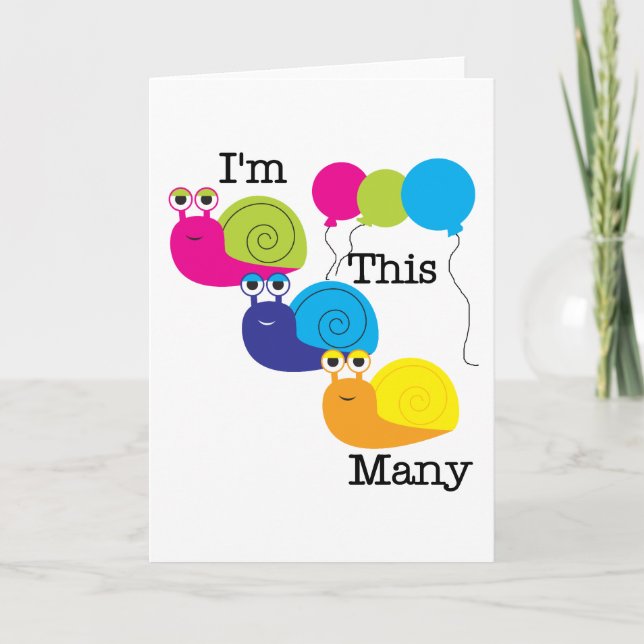 Tarjeta Tres caracoles soy estas muchas camisetas y regalo (Anverso)