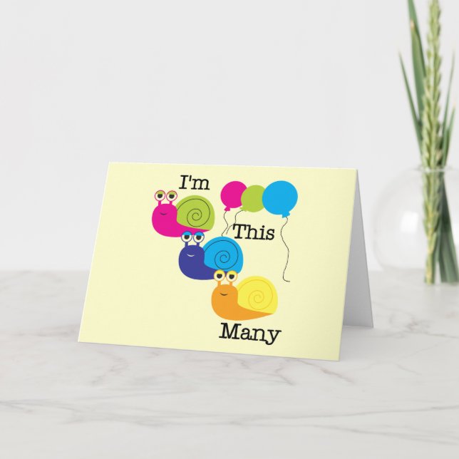 Tarjeta Tres caracoles soy estas muchas camisetas y regalo (Anverso)