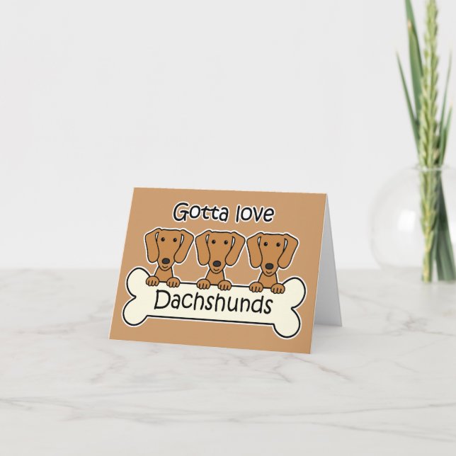 Tarjeta Tres Dachshunds (Anverso)