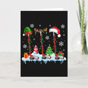 Tarjeta Tres equipos Elf Santa Reindeer Hockey Equipamient