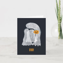 Tarjeta ¡Tres fantasmas sosteniendo una calabaza aterrador