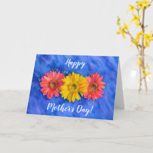 Tarjeta Tres flores de Gerbera Arte Día de la Madre
