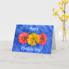 Tarjeta Tres flores de Gerbera Daisy Arte Día de la Madre