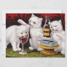 Tarjeta Tres gatitos alegres en el banquete