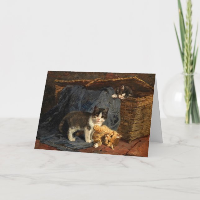 Tarjeta Tres gatitos | Julius Adam el Joven (Anverso)