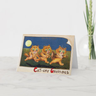 Tarjeta Tres Gatos con Prisa, Louis Wain