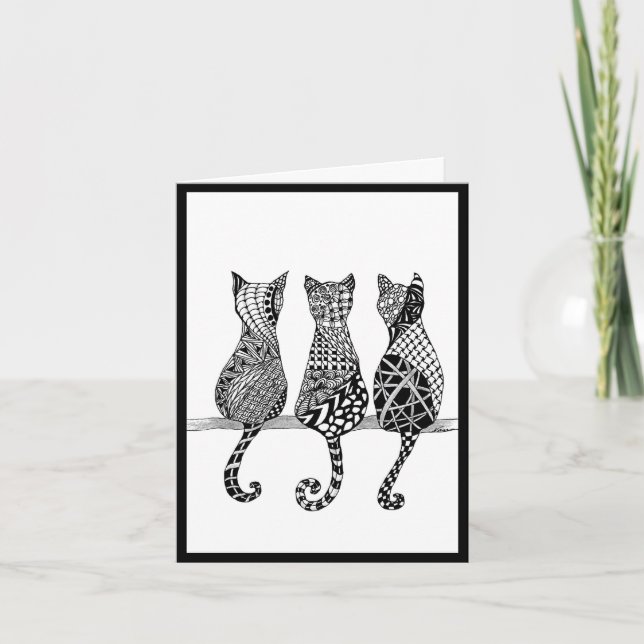 Tarjeta Tres gatos en una rama (Anverso)