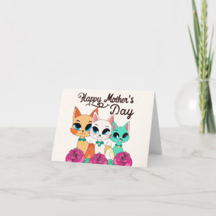 Tarjeta Tres gatos: "Feliz Día de la Madre"