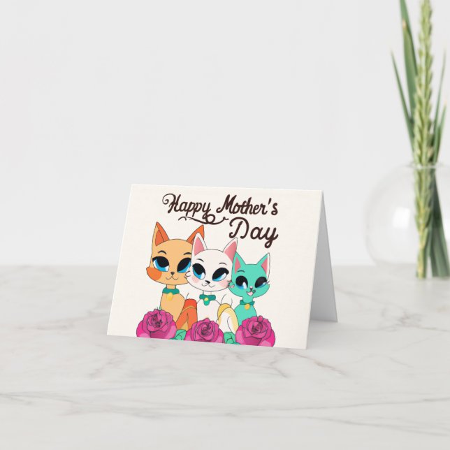 Tarjeta Tres Gatos "Feliz Día de las Madres" (Anverso)