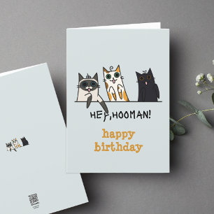 Tarjeta Tres gatos Hey Hooman Funny Cumpleaños