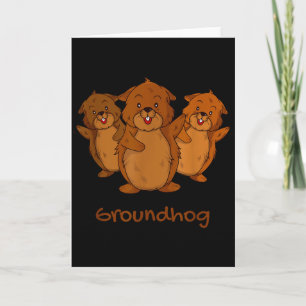 Tarjeta Tres lindos marmotas divertido woodchuck & sue