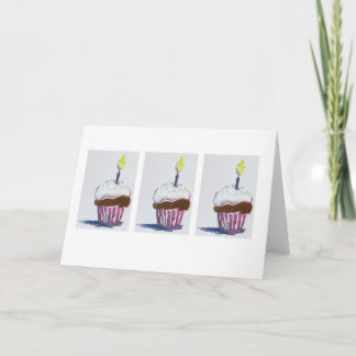 Tarjeta Tres magdalenas con las velas
