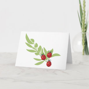 Tarjeta Tres mariquitas afortunadas