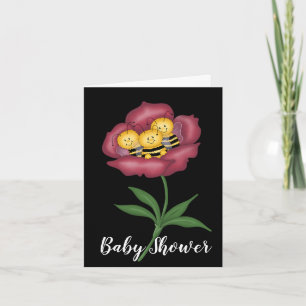 Tarjeta Tres pequeñas abejas en un Baby Shower de flores