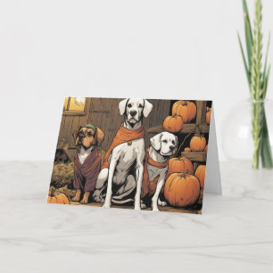 Tarjeta Tres perros en Halloween