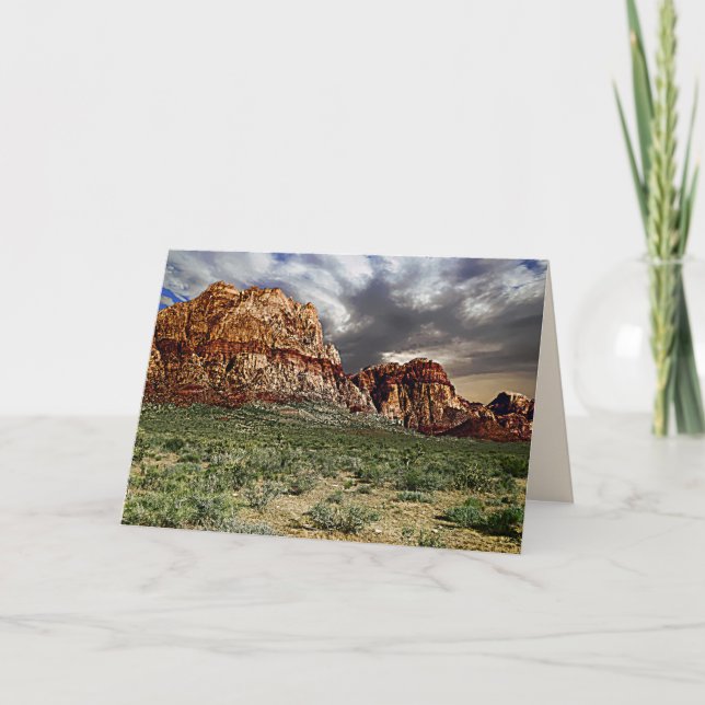 Tarjeta Tres picos en el rock rojo, Las Vegas en blanco de (Anverso)