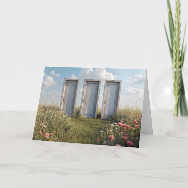 Tarjeta Tres puertas cerradas para pensar en ti (Anverso)