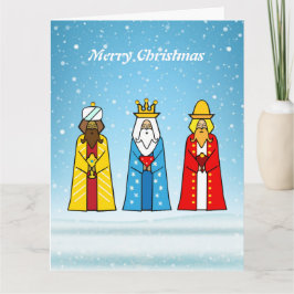 Tarjeta Tres Reyes Magos en azul claro