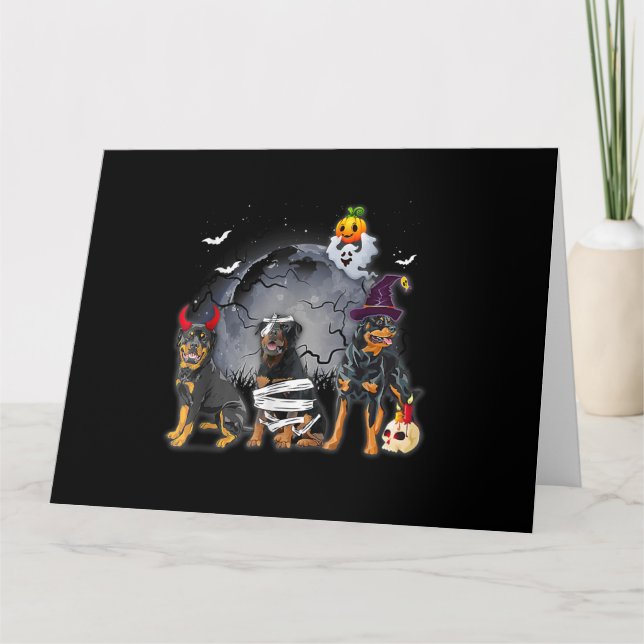 Tarjeta Tres Rottweilers Satan Mami Bruja Coste Halloween (Anverso)
