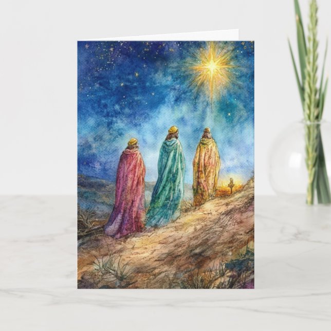 Tarjeta Tres sabios guiados por Navidades Star Art (Anverso)