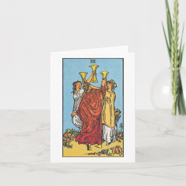 Tarjeta Tres tazas de cartón en blanco - Tarot del jinete  (Anverso)