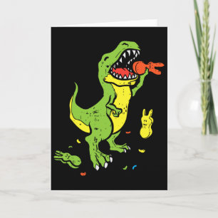 Tarjeta Trex Comiendo Conejo Funny Pascua Amante Dinosauri
