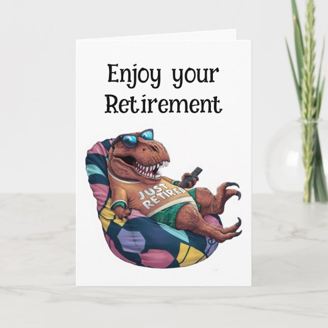 Tarjeta Trex sentado en una silla de bolsas de frijol con  (Anverso)