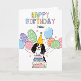 Tarjeta Tri Color Cavalier King Charles Spaniel Cumpleaños