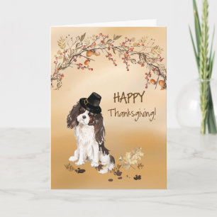 Tarjeta Tri color King Charles Spaniel Gracioso Día de Acc