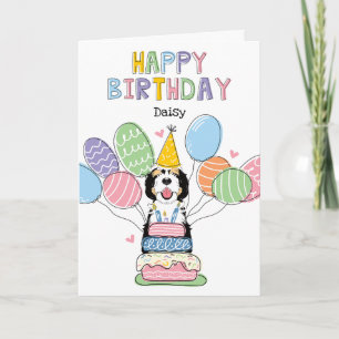 Tarjeta Tri Color Sheepadoodle Perro Feliz cumpleaños