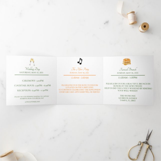 Tarjeta Tri-Fold Naranja de Cítricos de Zesty Drea (Interior)