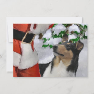 Tarjeta Tri Smooth Collie y Santa Navidades