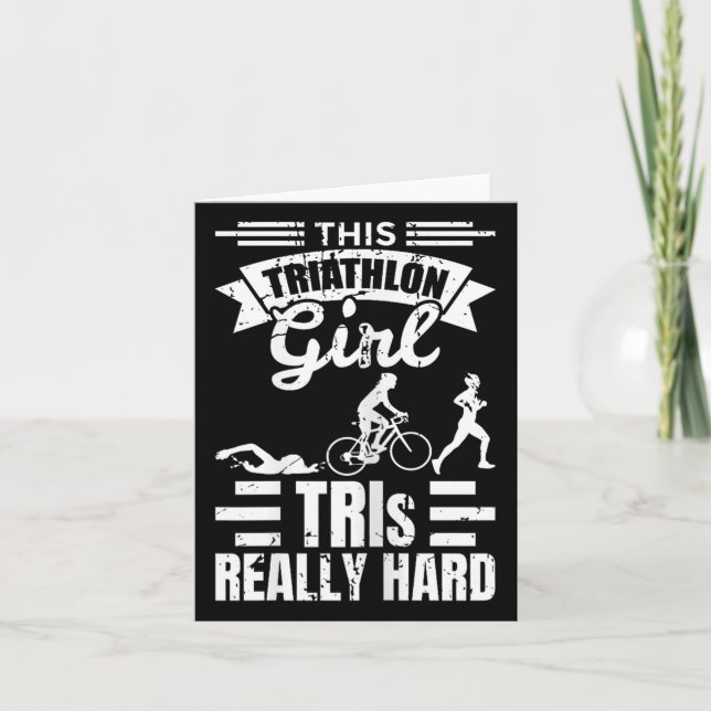 Tarjeta Triathlete Girls Funny Triathlon  (Anverso)