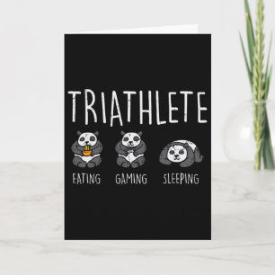 Tarjeta Triatleta Panda Comiendo Jugando Durmiendo Gamer L