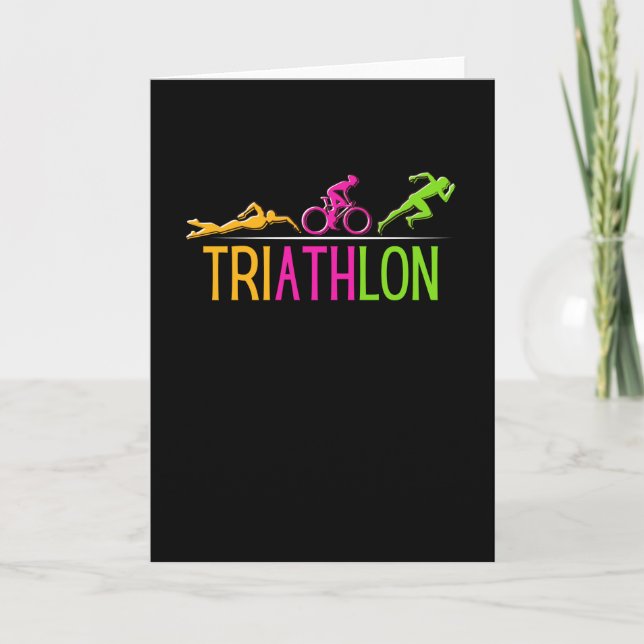 Tarjeta Triatlón Maratón deportivo Bañarse carrera en bici (Anverso)