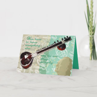 Tarjeta Tributo de Ravi Shankar al Sitar y a la música