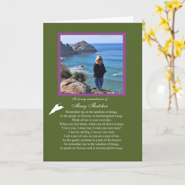 Tarjeta Tributo de recuerdo de nombre del Personalizado de (flor amarilla)